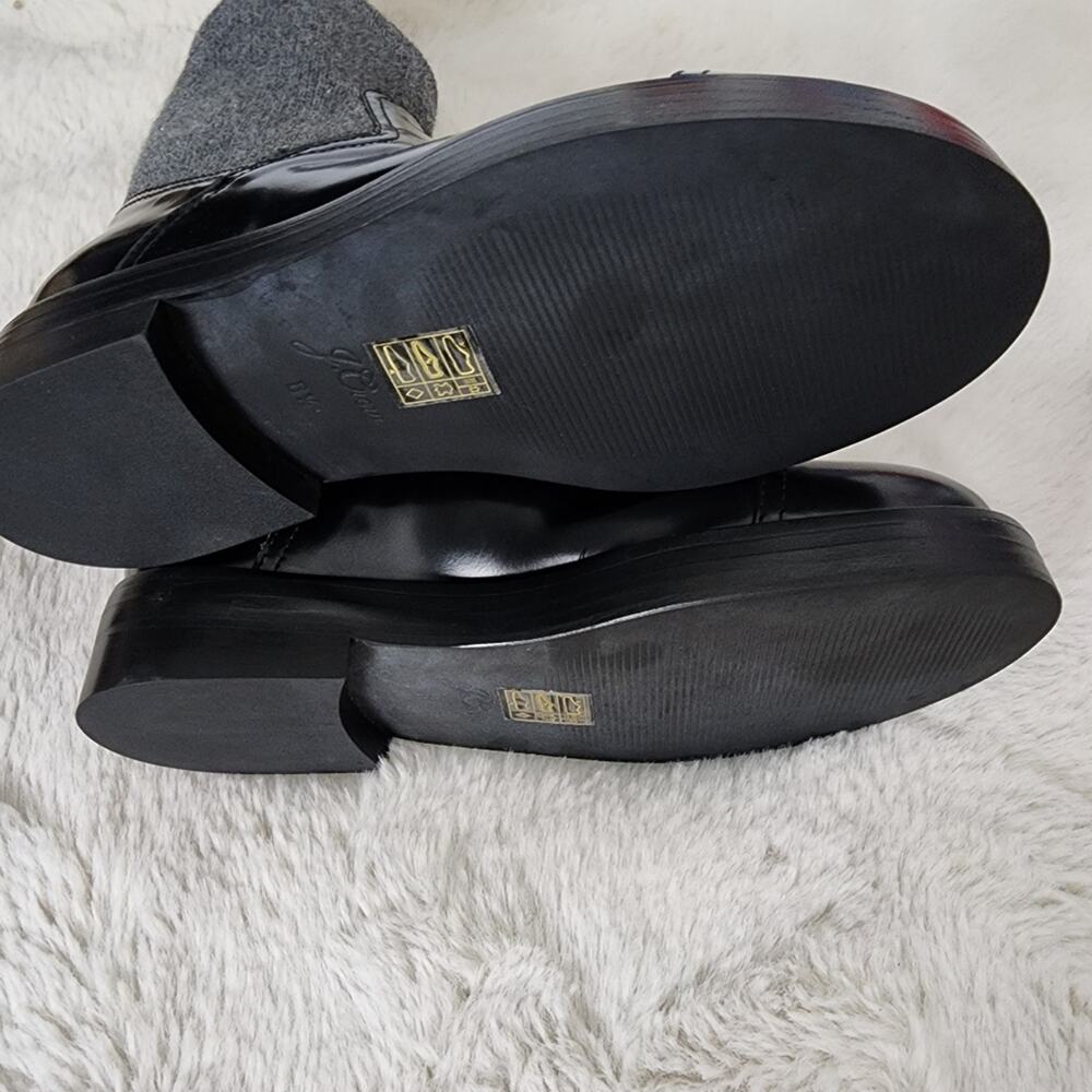 NEW J. Crew Rib-Cuff Chunky Ankle Boots Italian Leather Black Size 6.5 - Picture 8 of 10